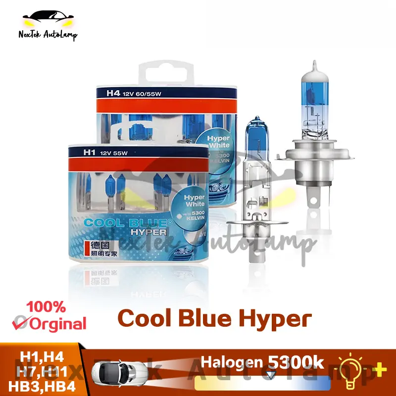 For OSRAM Cool Blue Hyper H1 H4 H7 H11 HB3 HB4 12V 5300K White Light Car Halogen Headlight Original Lamps