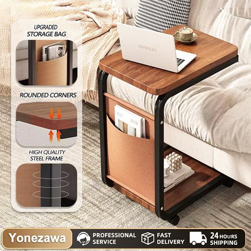  Bàn trà sofa Bàn cạnh sofa Bàn trà thông minh chữ U 2 tầng có bánh xe di động 