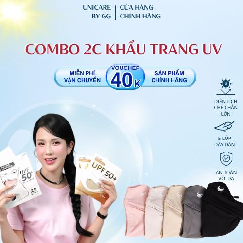 [ Ưu Đãi Gía Tốt ] UNICARE 2 chiếc Khẩu trang Proof Mask Chống Tia UV Chất Lụa Băng mát lạnh, 2 Lớp, Có gọng, Mềm Mịn Thông Thoáng, vải không xù, Che phủ tốt, Phụ Kiện