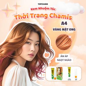 Nhuộm tóc màu Vàng Mật Ong A4 Cực Tây và Thời Thượng TOPCHARM 30 màu, lên màu nhanh chuẩn sắc, dưỡng tóc bóng mềm (kèm oxy, bao tay, lược) Nhuộm Tóc Đổi Màu Tóc Nữ