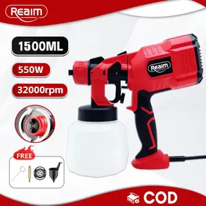 REAIM Re1500ML Electric Spray \ 450Watt, Mesin Cat Semprot Elektrik, Alat Semprotan Cat Listrik untuk Penggunaan Rumah Tangga Kecil, Atomisasi Tinggi, Tidak Bisa Digunakan untuk Minyak, Semprotan Cat Ryu yang Efisien dan Praktis