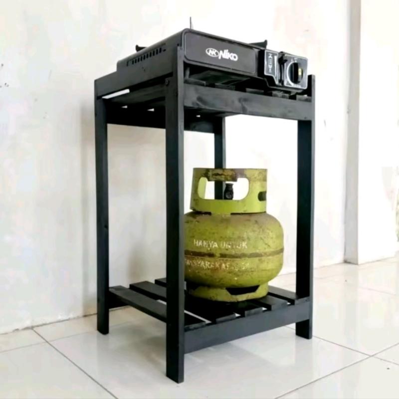 Rak kompor 1 tungku rak kompor 70cm kayu kokoh Buah 5