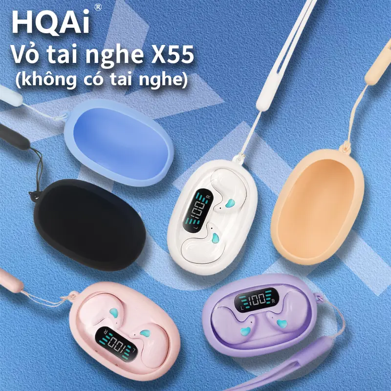 Ốp Silicon và Dây Đeo, HQAi X55, Vỏ trơn bảo vệ, 6 màu macaroon, Chống thấm nước, Chống mồ hôi, Vỏ chống thất lạc, Không bao gồm tai nghe