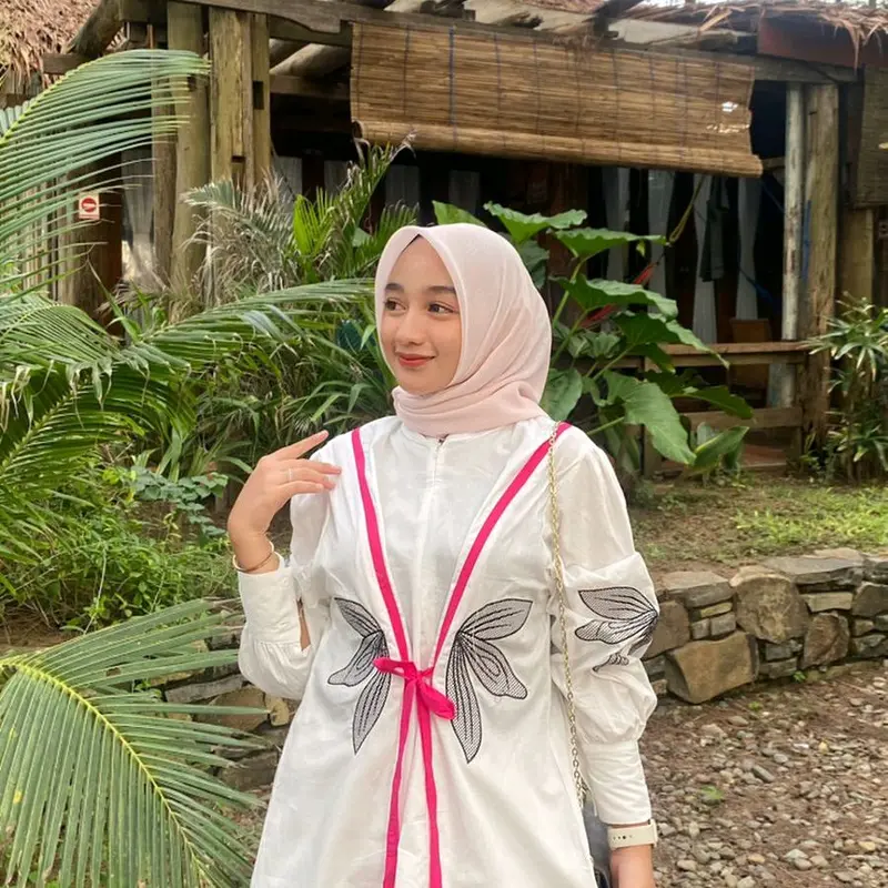 Atasan katun bunga bordir tali 3