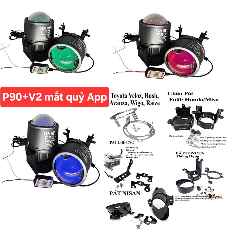 Đèn bi gầm 3 MÀU P90+ LASER PHIÊN BẢN NÂNG CẤP THÊM MẮT QUỶ ĐỔI MÀU CHỐNG NƯỚC BẢO HÀNH 24 THÁNG