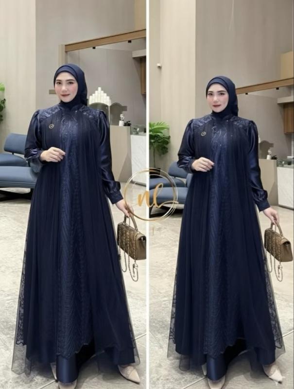 LEYA Dress Gamis Terbaru velvet Mix Brukat Tille Gamis Pesta Kondangan Elegant Gamis Muslimah Lebaran Terbaru 2026 Formal Mewah Satin Zipper Kancing Casual Wanita Dewasa
