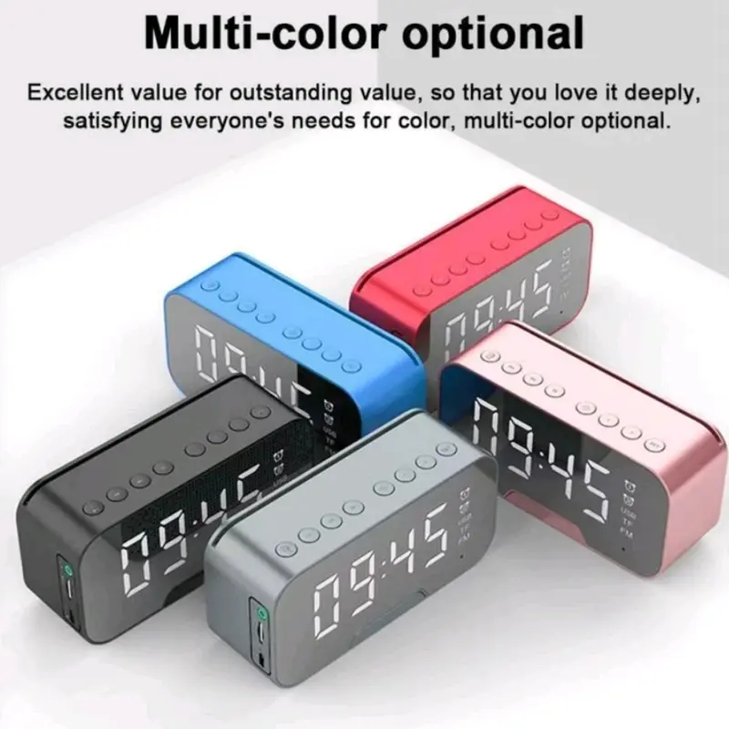 Speaker Mirror Alarm Led Display Musik Box Portable Bluetooth Wireless Bass Mini Stereo Blututh Spiker Music Mp3 Mp4 Player Elektronik 6