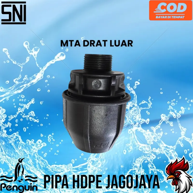 Male Thread Adaptor Drat Luar Ukuran 20mm X 1/2 Inch Original 100% baru 2