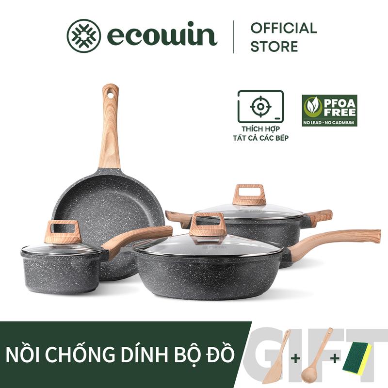Ecowin Bộ Dụng Cụ Nấu Ăn Bộ 3 4 Cái Bao Gồm Bộ Chảo Chống Dính Nồi Chiên Sâu Nồi Chiên Nồi Súp Nồi Chảo