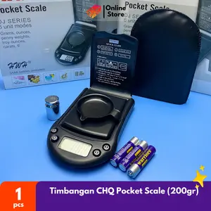 CHQ Timbangan Digital Pocket Scale 200gr/0,01 LED Putih dengan Sarung & 3 Baterai Garansi Produk
