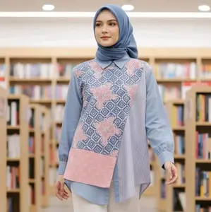 SAIARA RAISHA BIRU PINK KEMEJA BATIK KOMBINASI