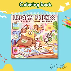Buku Mewarnai Anak Remaja Dewasa - Dreamy Friends Cute & Easy Coloring Book