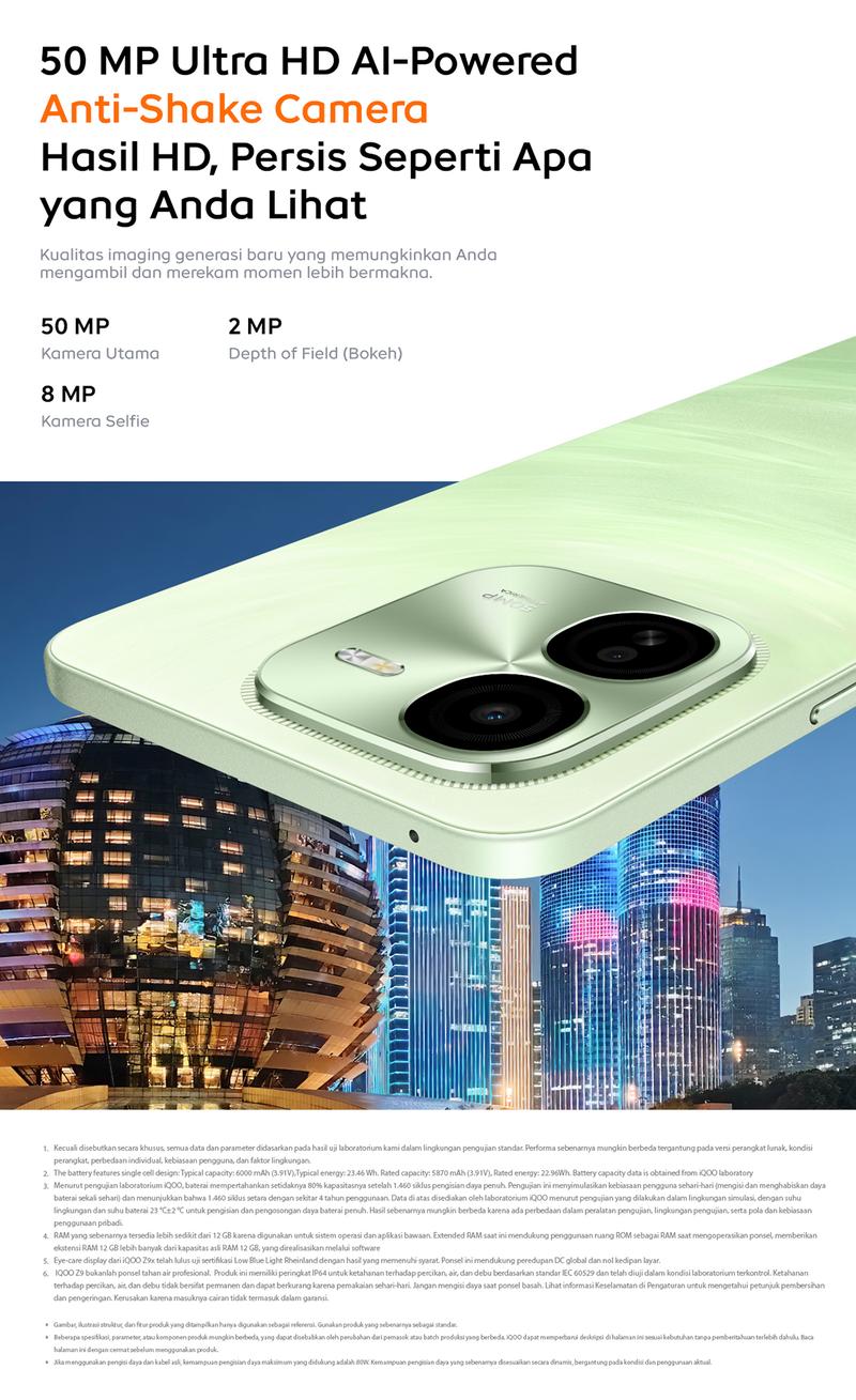 Product Introduction of vivo iQOO Z9x (12/256) Snapdragon 6 Gen 1 4nm (ANTUTU 570,456+), 6000 mAH, 1000 nits 120hz eye-care display, Dual Stereo Speaker] 10