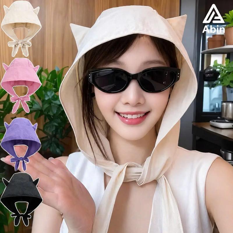 Mũ Chống Nắng Tai Mèo Siêu Xinh Khăn Trùm Đầu Chống Nắng Tia UV Tiện Lợi Đi…