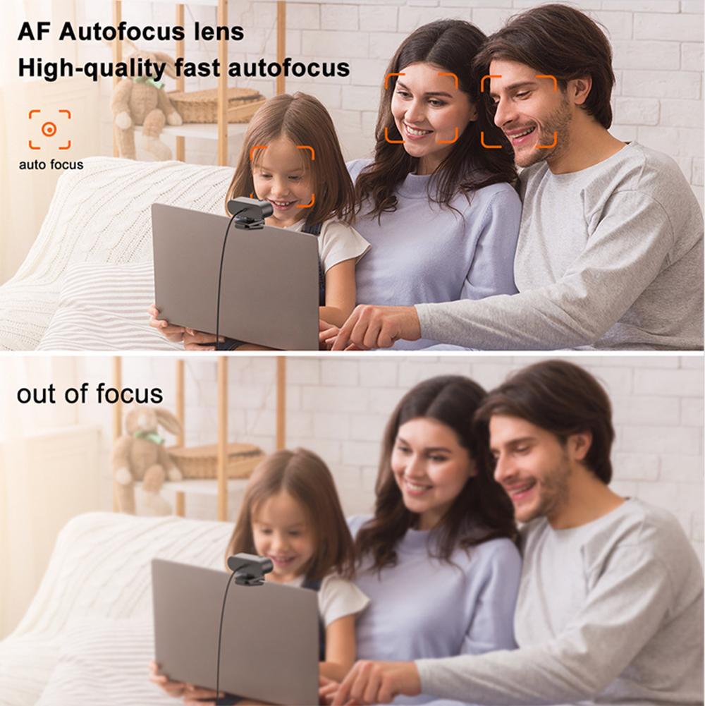 EYD 2K Webcam Autofocus Mikrofon internal Tutup Lensa Privasi Rotasi 360 Untuk USB Laptop Komputer PC Camera PC02 Kamera Windows/Linux/Android/MacOS