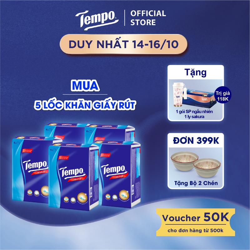 [MUA 5 LỐC TẶNG 2 GÓI RÚT MÙI BẤT KỲ] Khăn giấy rút cao cấp Tempo - 4 lớp bền dai - Thương hiệu Đức (Lốc 4 gói)