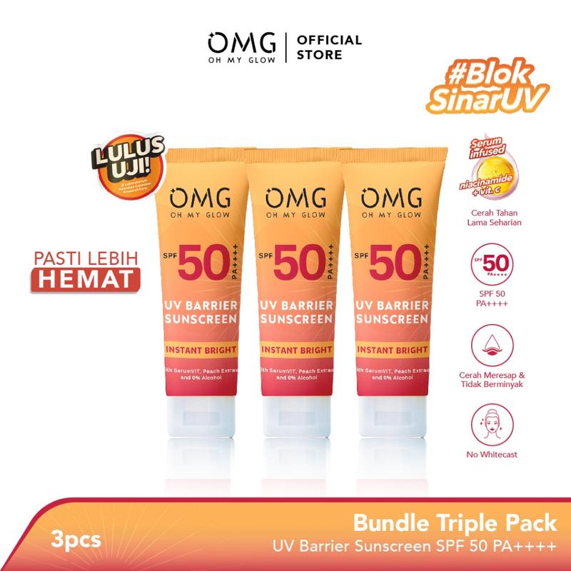 OMG OH MY GLOW UV Barrier Sunscreen SPF 50 PA++++ 25 ml - Paket twin pack dan triple pack tabir surya 0