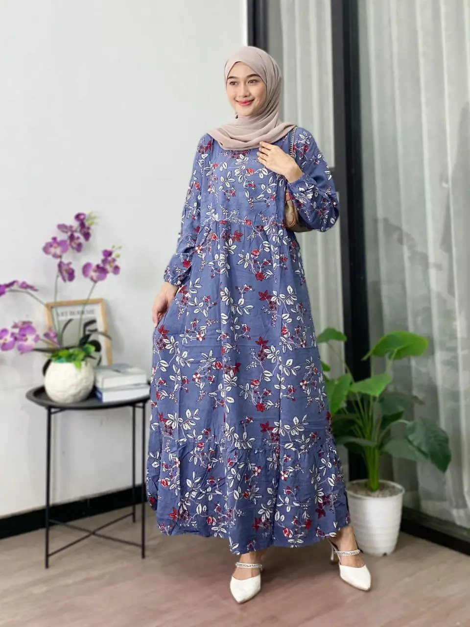 Gamis kembang Gogo Zahira gamis viral rayon tebal premium