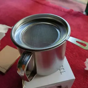 (PS) Oilpot 1 Liter Stainless Saringan Minyak - Gelas Saringan Minyak Stainless Kapasitas 1 Liter
