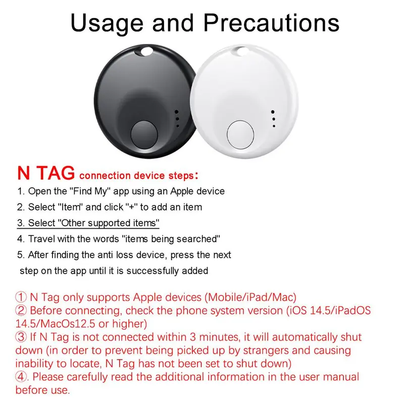 GPS Tracker for iOS, Anti-loss Reminder Device, MFI Rating Locator Key Pet Child Elderly Anti-loss Tracker, Smart Device Anti-loss Tracker 2