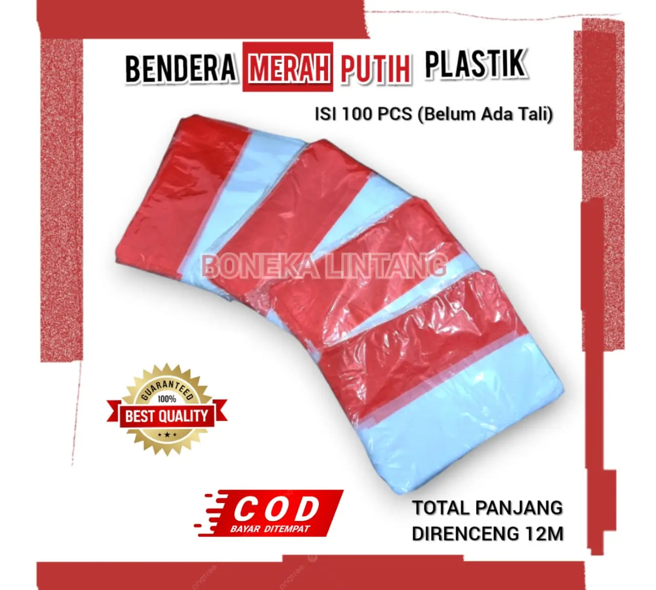 Bendera Plastik Merah Putih Isi 100 Lembar - Bendera HUT RI - Bendera Plastik 17 Agustus