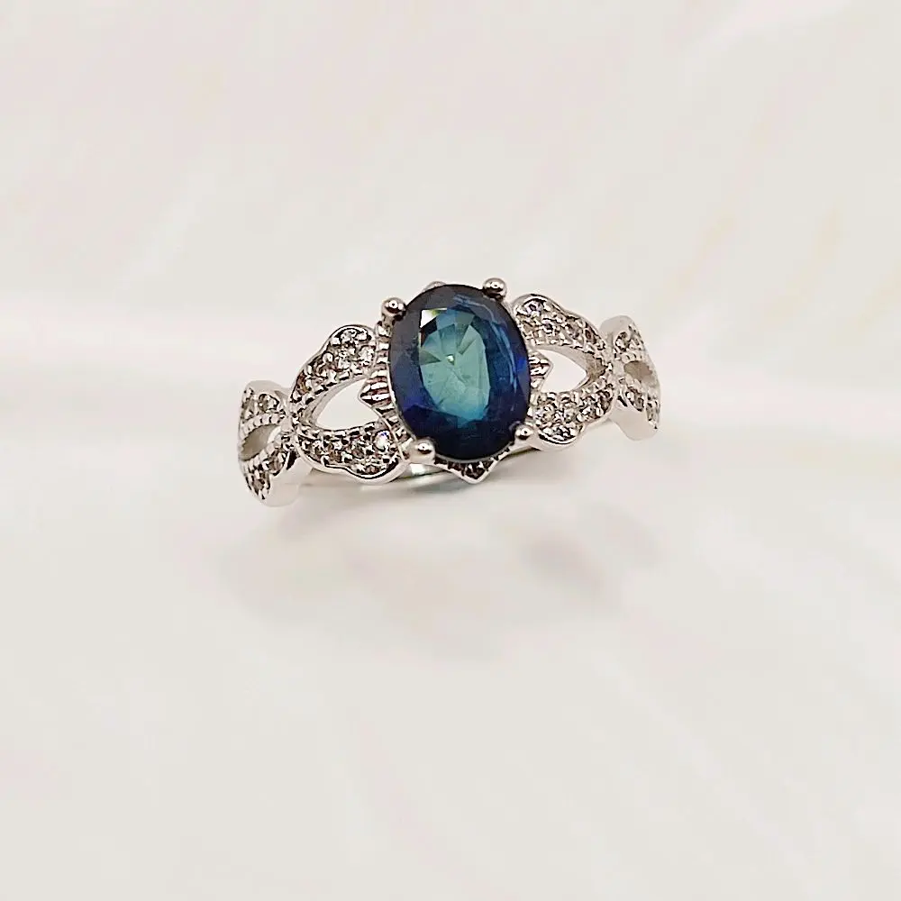 Untreated Blue Sapphire Silver Ring