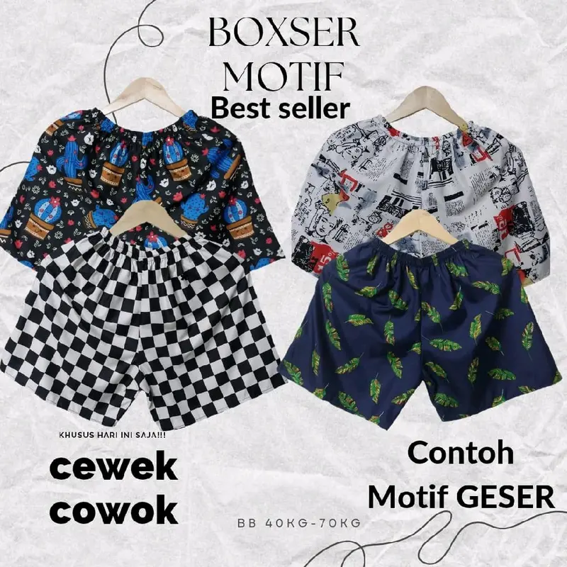 PAKET 4 PCS CELANA PENDEK REMAJA DEWASA BB 40-70KG BOXER MOTIF ALL SIZE BAHAN ADEM 0