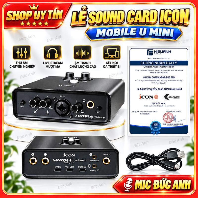 Sound Card Icon Mobile Umini Chuyên Thu Âm, Livestream Chuẩn Studio Kết Hợp Được Với Phần Mềm Chỉnh Giọng