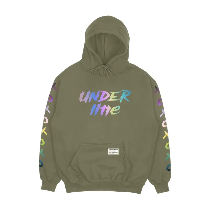 UNDERLINE - HOODIE REFLEKTIF MENYALA MOTIF X O X O SIZE M - XXL PRIA WANITA FLEECE TEBAL GRAMASI 280 UNISEX l RAINBOW 2
