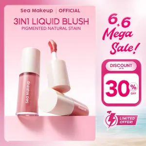 Sea Makeup Vibrant Flushed Liquid Blush On Cair - Pink Mauve Pewarna Wajah 6ml Aman untuk Kulit Berjerawat Natural Look