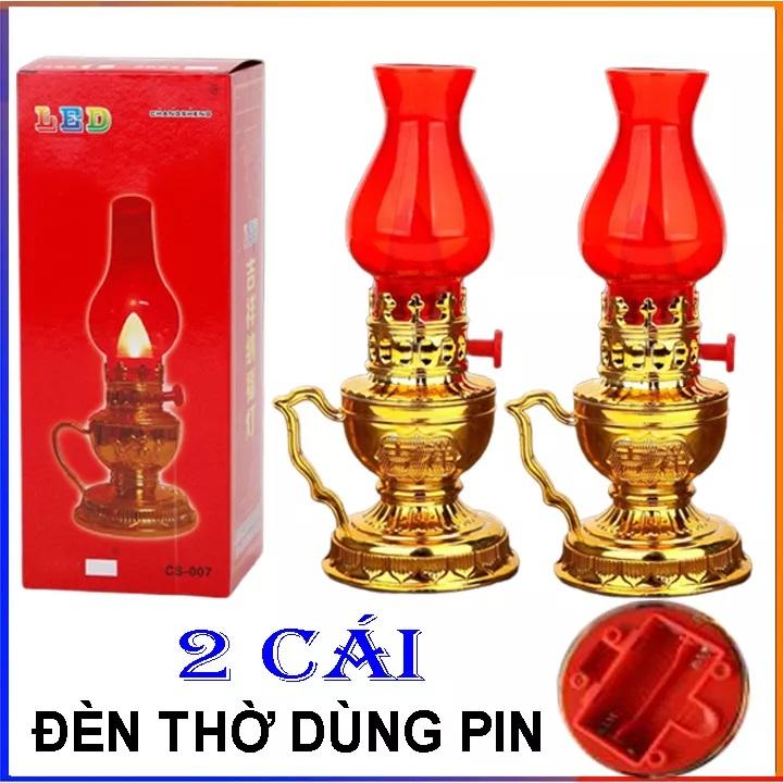  COMBO 2 Đèn thờ vĩnh cửu dùng pin không khói đèn dầu điện đèn thờ cúng kiểu đèn dầu dùng pin dễ bàn thờ 