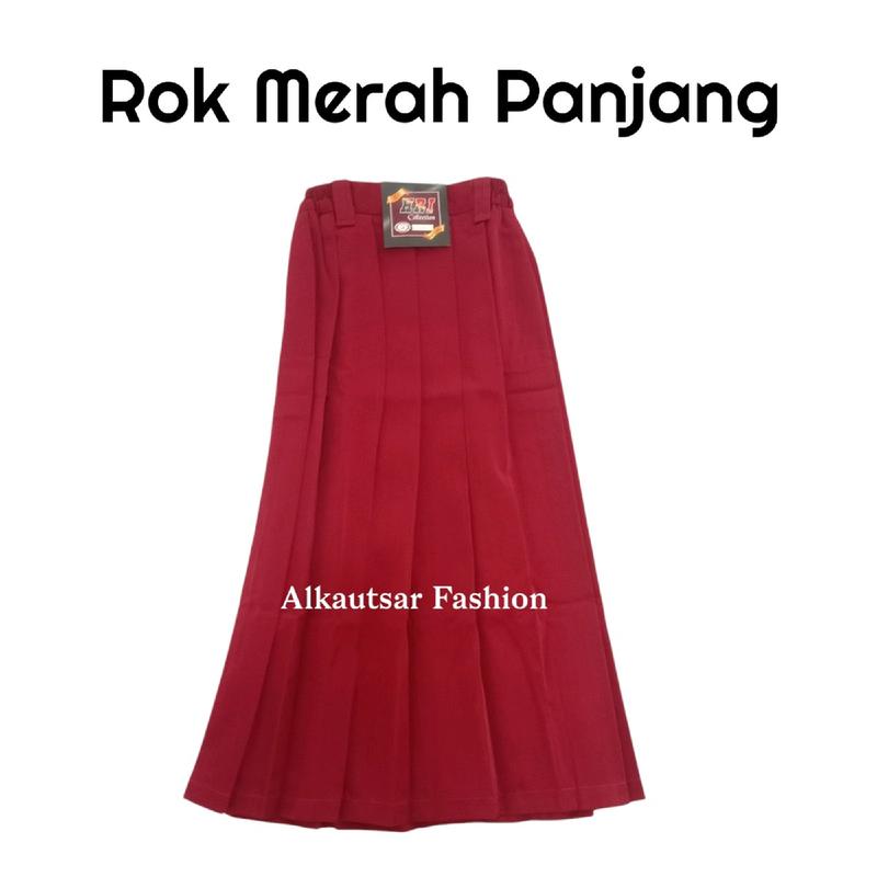 Rok merah SD Panjang Rempel Rok Sekolah SD Fashion 1