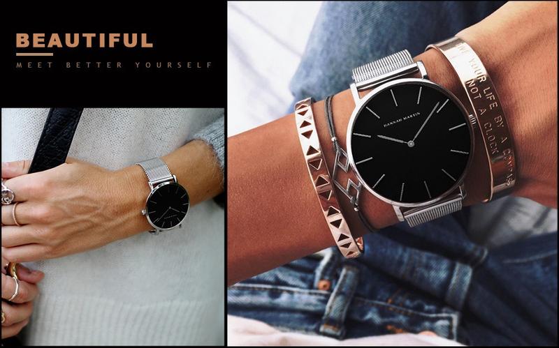 Product Introduction of HANNAH MARTIN Women's Waterproof Watch Light Luxury Minority Minimalist Steel Mesh Strap Slim Watch CV36W 27