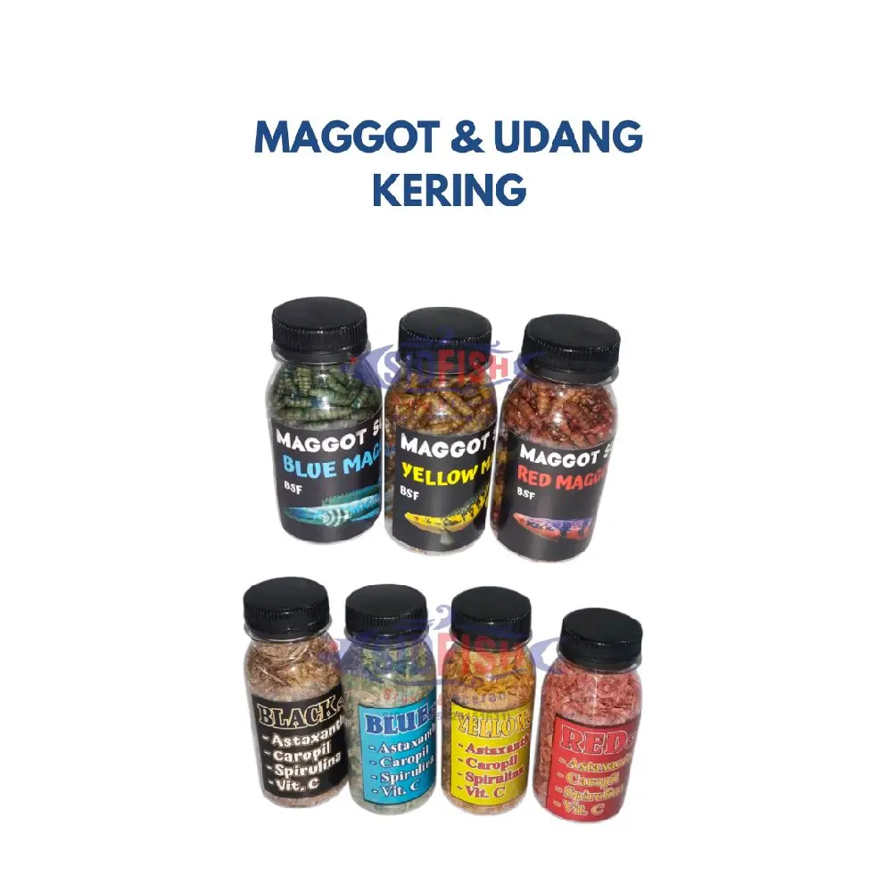 MAGGOT BSF & UDANG KERING COLOR BOOSTER BASIC RED YELLOW BLUE BOTOL 20GR, MAKANAN IKAN