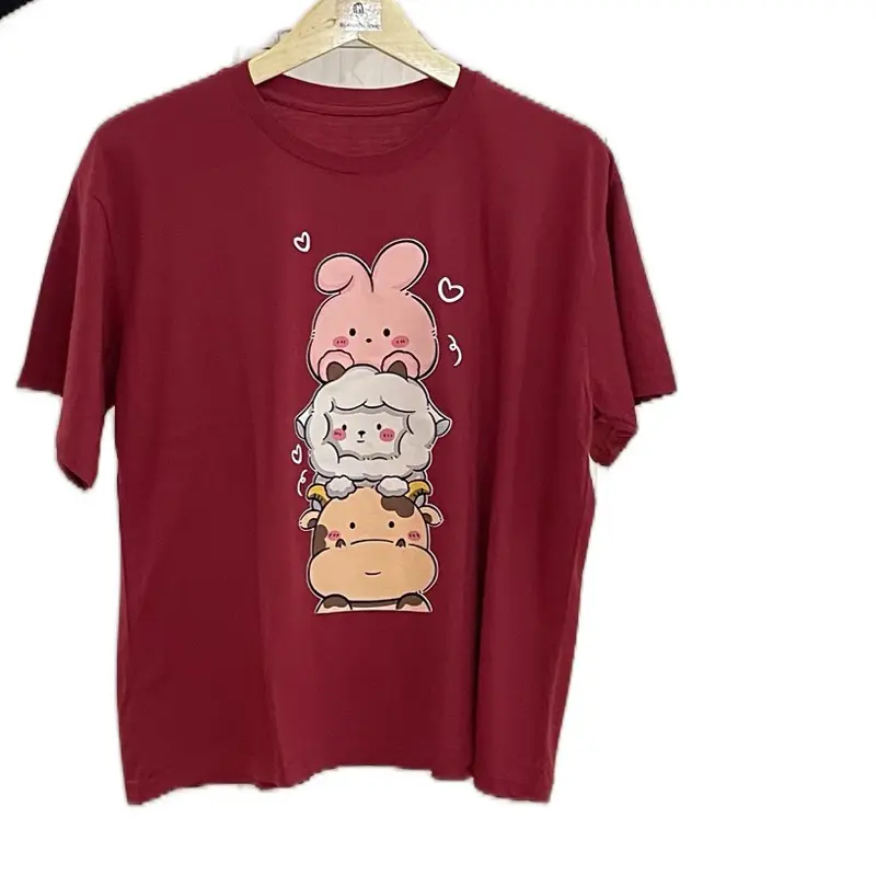 Setelan dewasa wanita bahan kaos warna merah