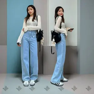 Highwaits Loose Jeans Celana Jeans Wanita Kekinian Jeans Loose Straight