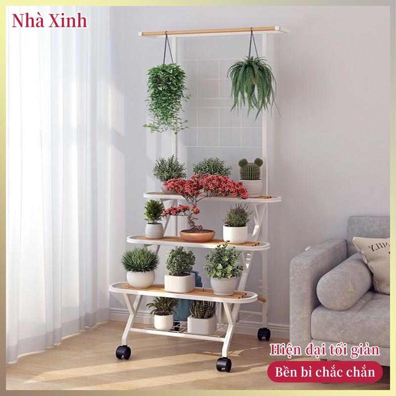 Kệ Đựng Chậu Hoa Bằng Sắt Sơn Tĩnh Điện Giật Cấp Nhiều Tầng Có Bánh Xe Di Động…