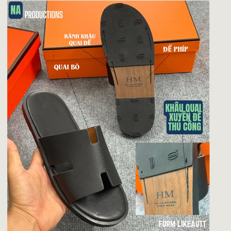 BẢN KHÂU ĐẾ DÉP NAM THỦ CÔNG ĐẾ PHÍP - BẢN ĐEN NHÁM KHÂU QUAI ĐẾ CHẮC CHẮN - HÀNG DA BÒ ĐẾ PHÍP DÁN SẴN VIBRAM CAO CẤP FORM LIKEAUTT NÉT CĂNG Đế Bằng Slipper DéP Sandal