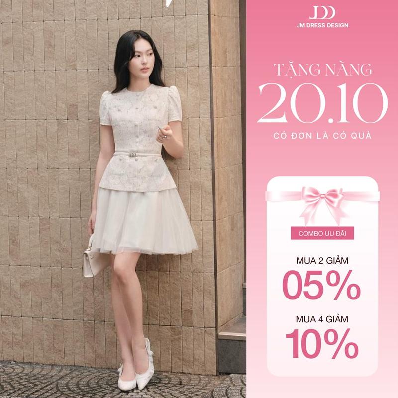 Set Áo Blazer Ren Túi 5B01.2608 Phối Chân Váy Tutu Ngắn Nhiều Lớp 4S19.2608. Set Đồ Công Sở Thanh Lịch Tiệc Tiểu Thư Thiết Kế JM