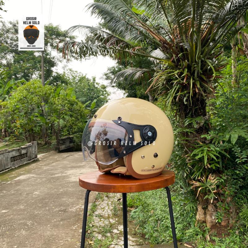 Product Introduction of HELM BOGO DEWASA KACA PILOT CLEAR MODEL HIJAB RETRO PRIA WANITA LIST BUSA COKLAT FULL LEHER SNI TERBARU MOTORCYCLE 25