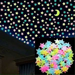 Stiker Bintang 100pcs / Salju 50PCS Stiker Dinding Glow In The Dark Sticker Murah SBW