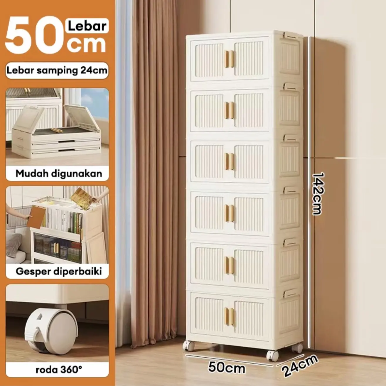 【Krem】50cm-6 Lapisan