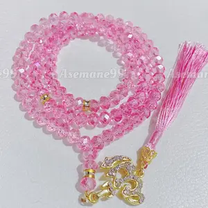 TASBIH BUTIR 99 KRISTAL DENGAN LAFADZ ALLAH DIAMETER 8MM PERLENGKAPAN SHOLAT SOUVENIR OLEH OLEH HAJI DAN UMROH