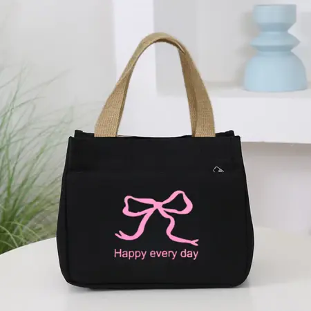 Túi mini đa năng đựng cơm,đựng mỹ phẩm sức chứa lớn vải Canvas phong cách Nhật Bản hoạ tiết Labubu Bag Hoa HAT131 8
