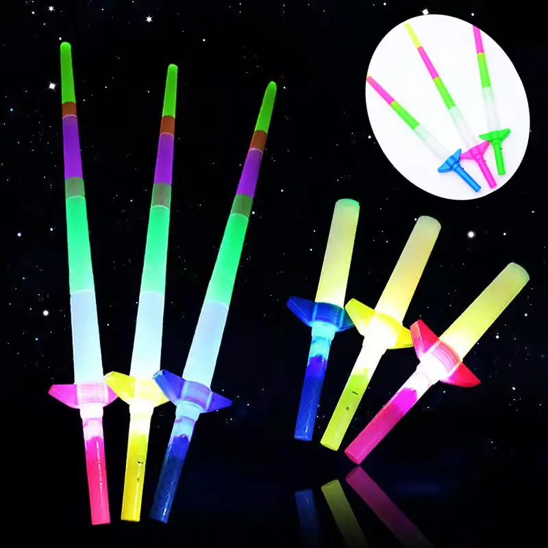 Mainan Anak Pedang Nyala Lampu LED Mainan Stick Pedangan Naruto Lightsaber Bisa Panjang Pendek Star Wars Sword