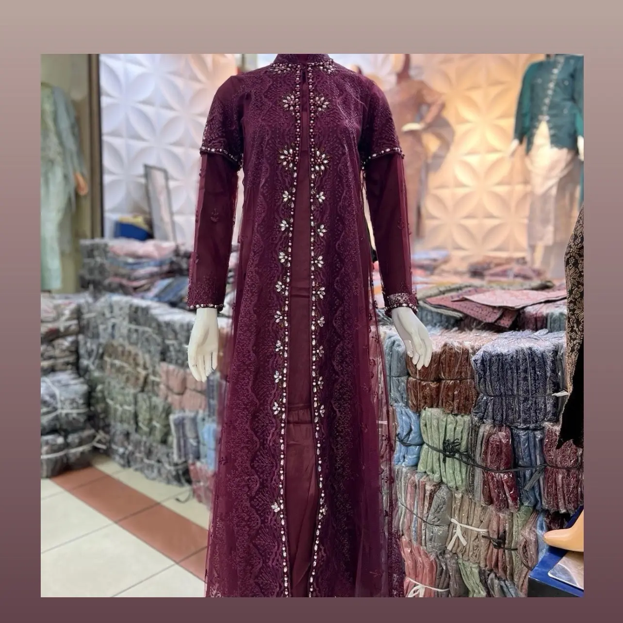 Gamis outer innara 01  dalam gamis polos dan renda bagian bawah