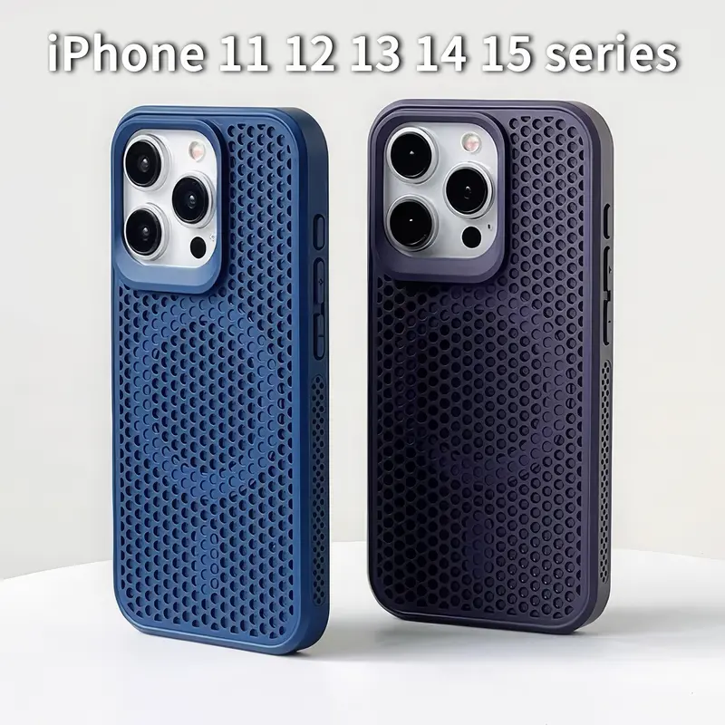 Premium Anti Heat Magsafe Case iPhone 11 12 13 14 15 pro max 14 15 plus Pendingin Mesh silikon Casing iPhone 15 14 13 12 11 pro max 14 15 plus Shockproof 0