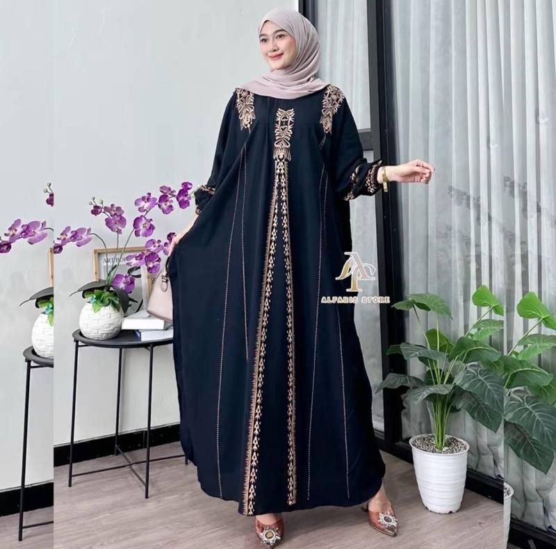 Product Introduction of ￼Kaftan Motif Cunda Rayon Jumbo Ld 180 Kaftan Muslim Wanita Nyaman Tebal Gamis By Alinrafd 9