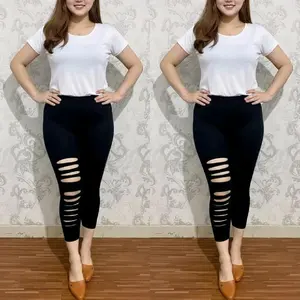 GF - Legging 7/8 Sobek model keren lucu bahan kaos tebal enak pakai / Legging 7per8 wanita import