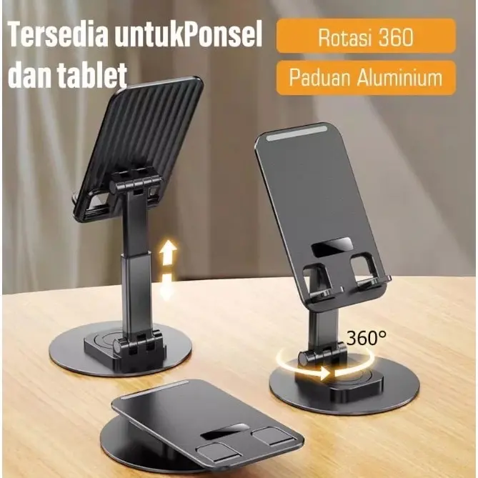 Stand Holder HP Tablet Putar 360 Rotation Rotatble Phone Holder Universal Ipad Metal Besi ABS Default